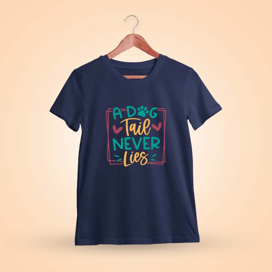 A Dog Tail Never Lies Navy Blue T-Shirt