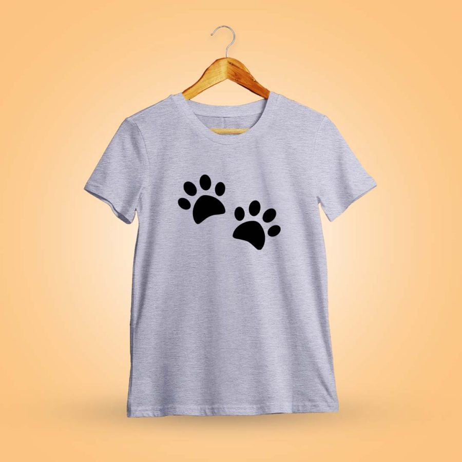 Dog Paws Grey Melange T-Shirt