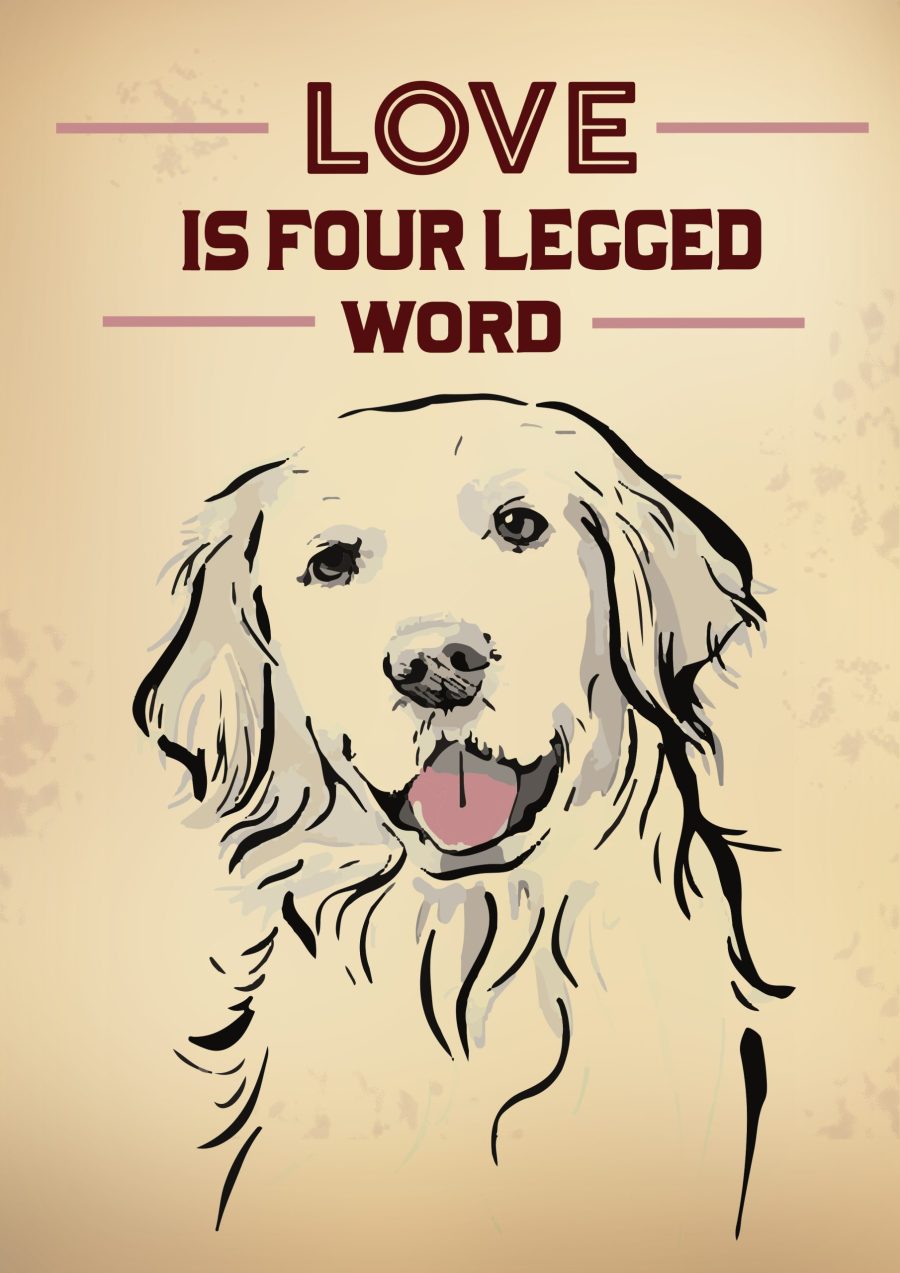 Love Is Four Legged Word A4 Dog Poster