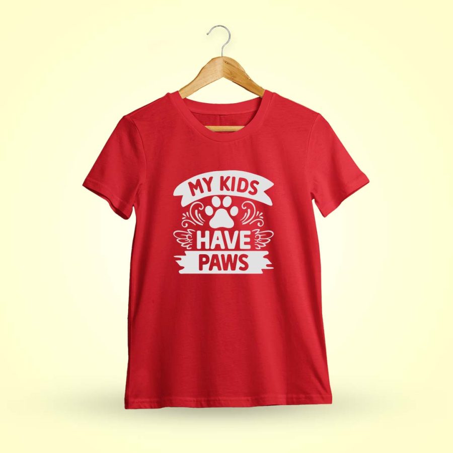 My Kids Have Paws Red T-Shirt