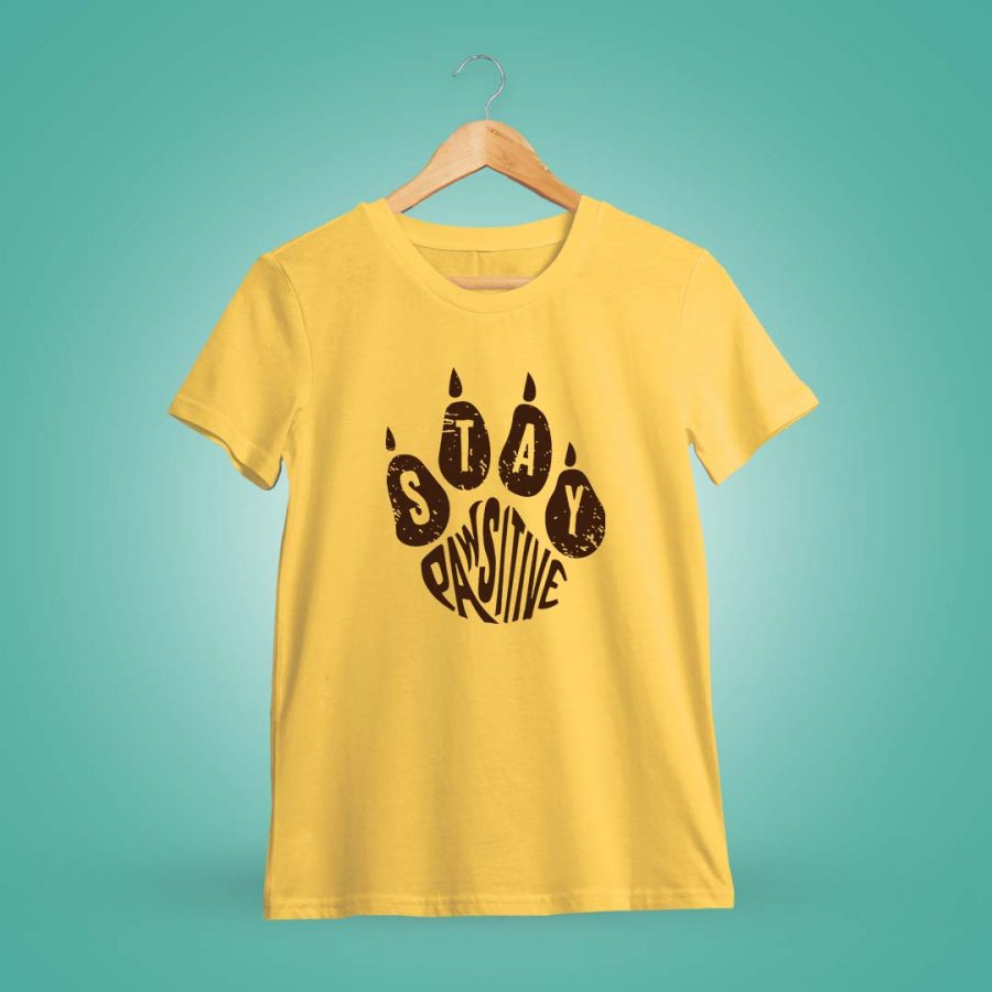 Stay Pawsitive Yellow T-Shirt