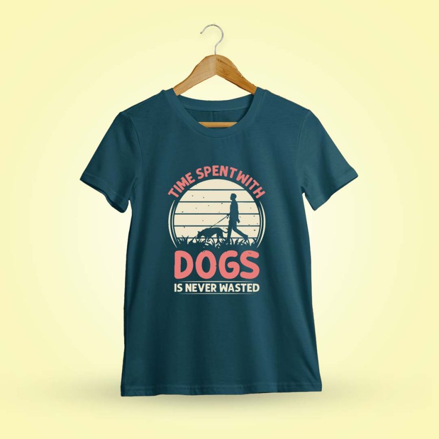 Time Spent With Dogs Is Never Wasted Petrol T-Shirt